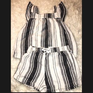 Striped Linen Short & Flutter Pom Top Set 9 Months
